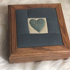 Vintage wooden box with quilted top